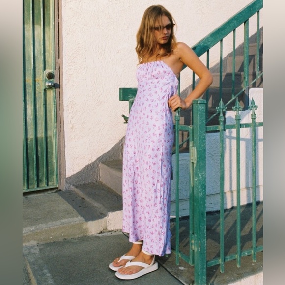 ZARA FLORAL PRINT SATIN EFFECT DRESS - Picture 4 of 9